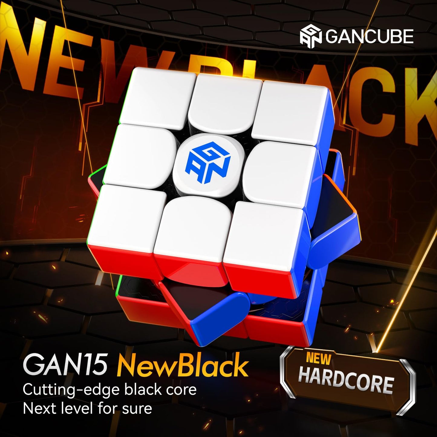 GAN15 New Black UV-Coated 3x3 Magnetic Speed Cube – Ultra-Light 59.5g with GES Pro+