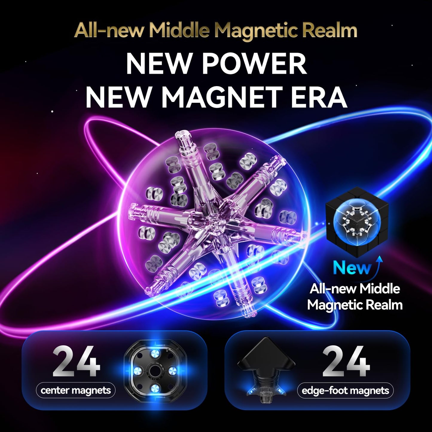 GAN 16 Maglev Max 3x3 Magnetic Speed Cube – 56mm UV Version
