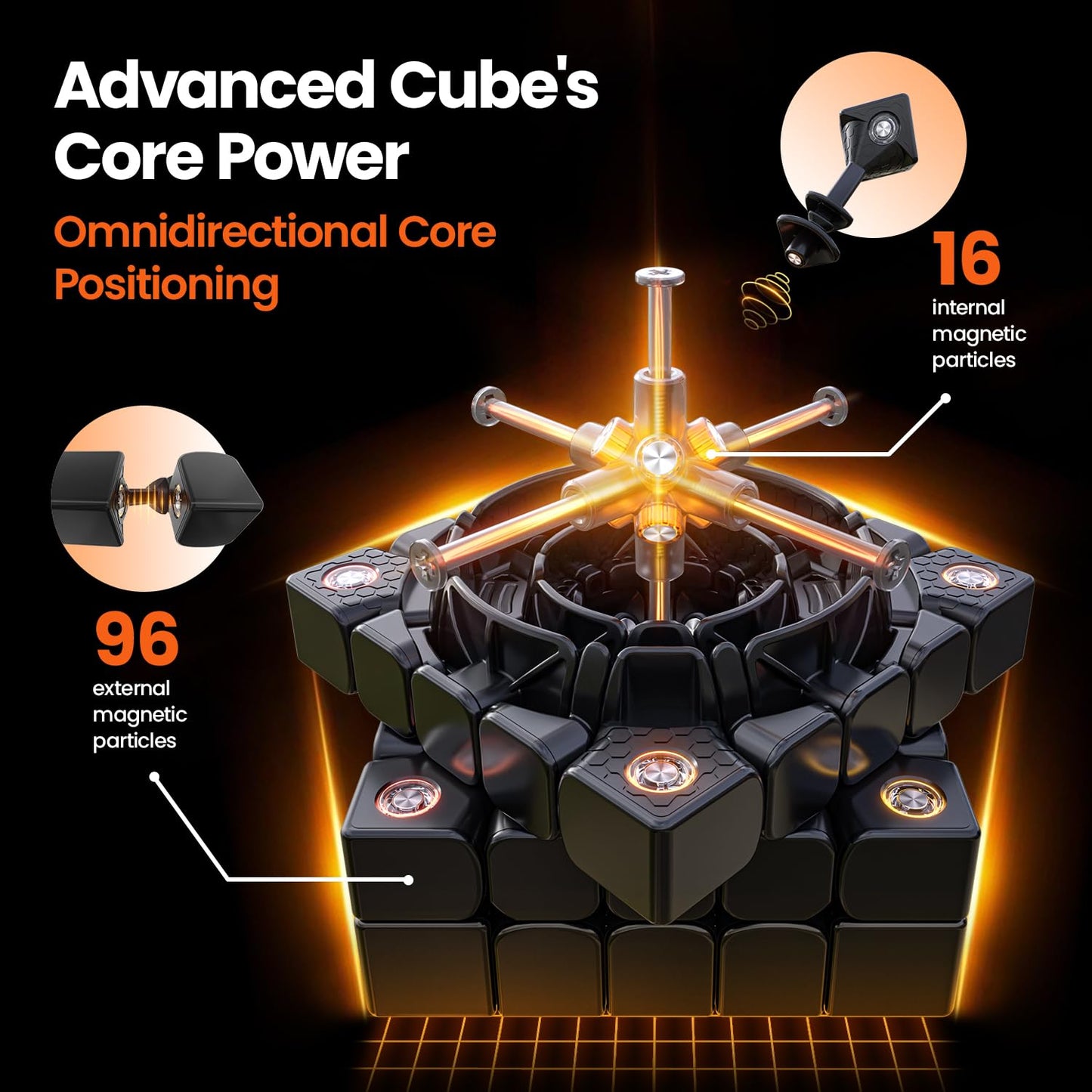 GAN 562 M Magnetic 5x5 Speed Cube – 160 Magnets, Frosted Version, Anti-POP Core