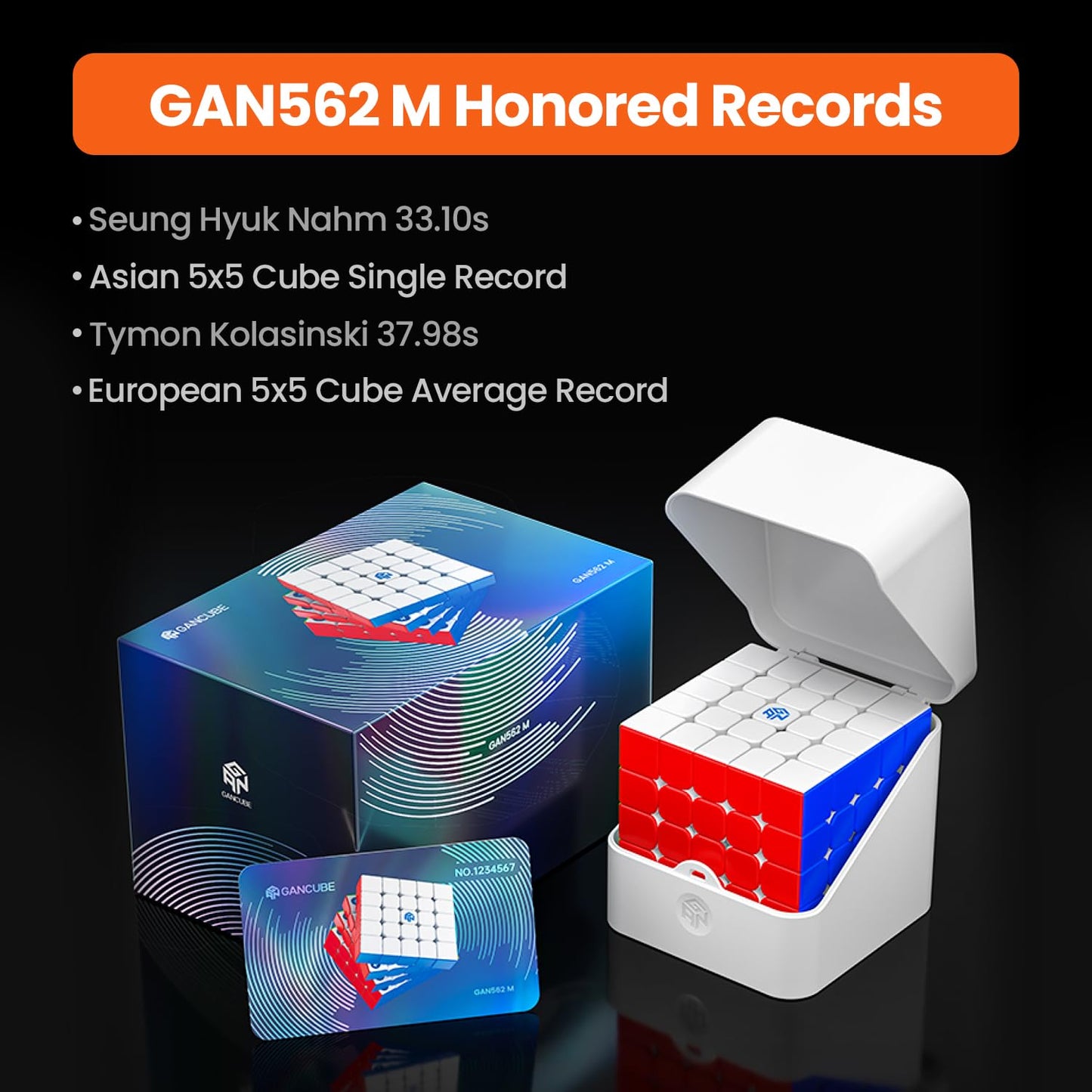GAN 562 M Magnetic 5x5 Speed Cube – 160 Magnets, Frosted Version, Anti-POP Core