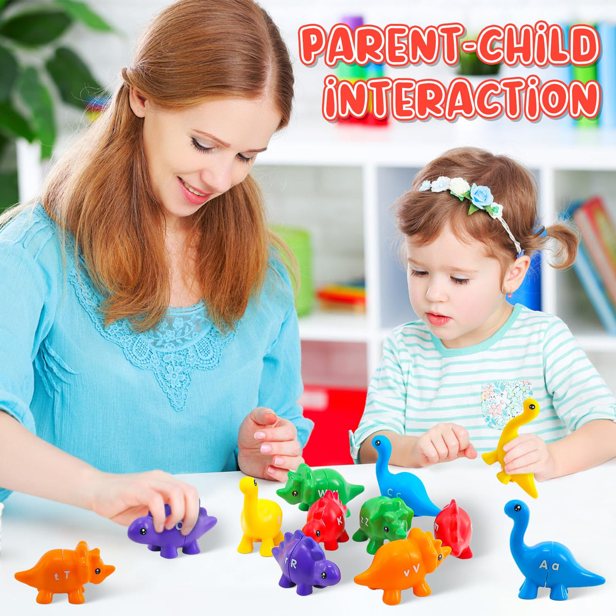 Ganaj Montessori Alphabet Dinosaur Toys — 26 Letters, 13 Dinos, Fine Motor
