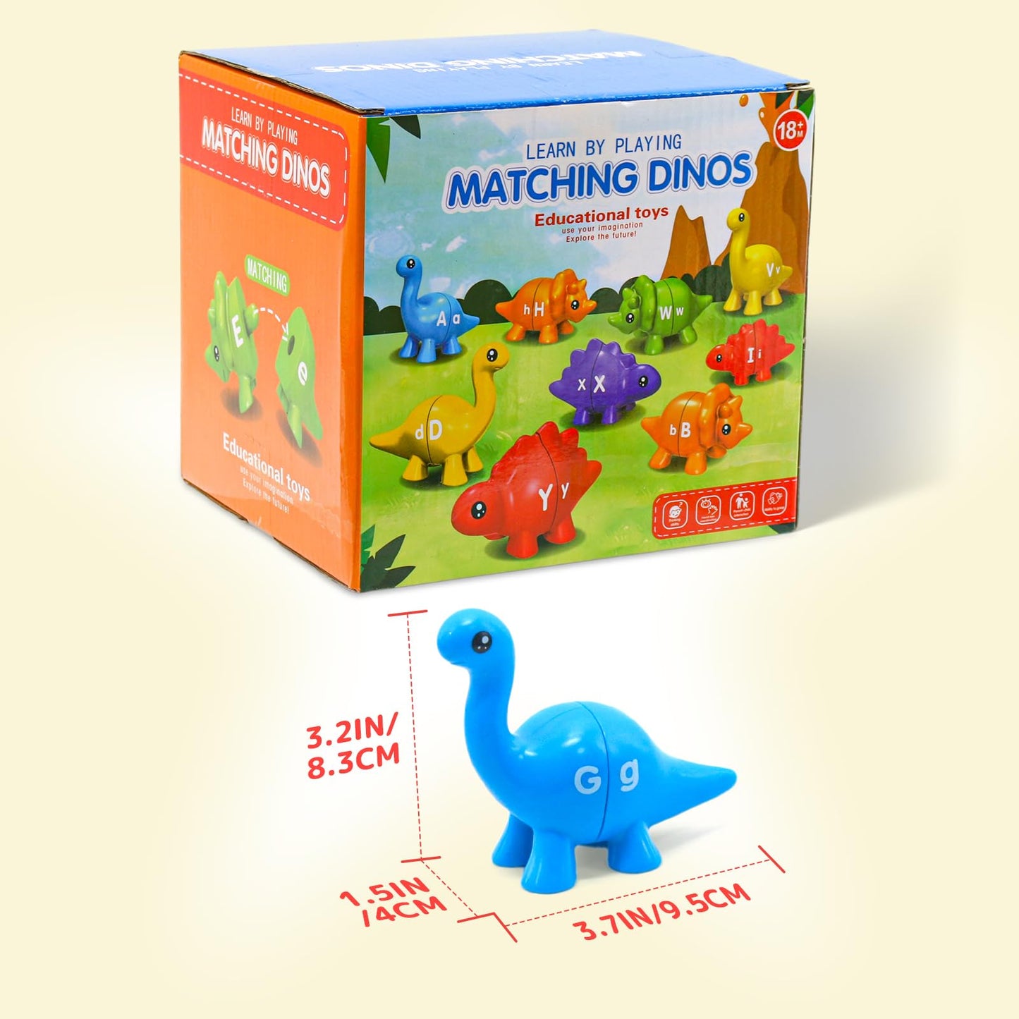 Ganaj 26Pcs Dinosaur Alphabet Matching Toy – Fine Motor & Early Learning for Toddlers 1-3