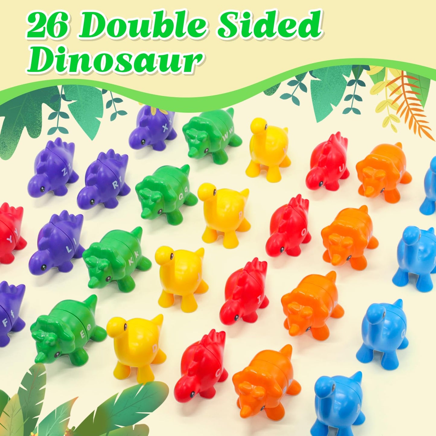 Ganaj 26Pcs Dinosaur Alphabet Matching Toy – Fine Motor & Early Learning for Toddlers 1-3