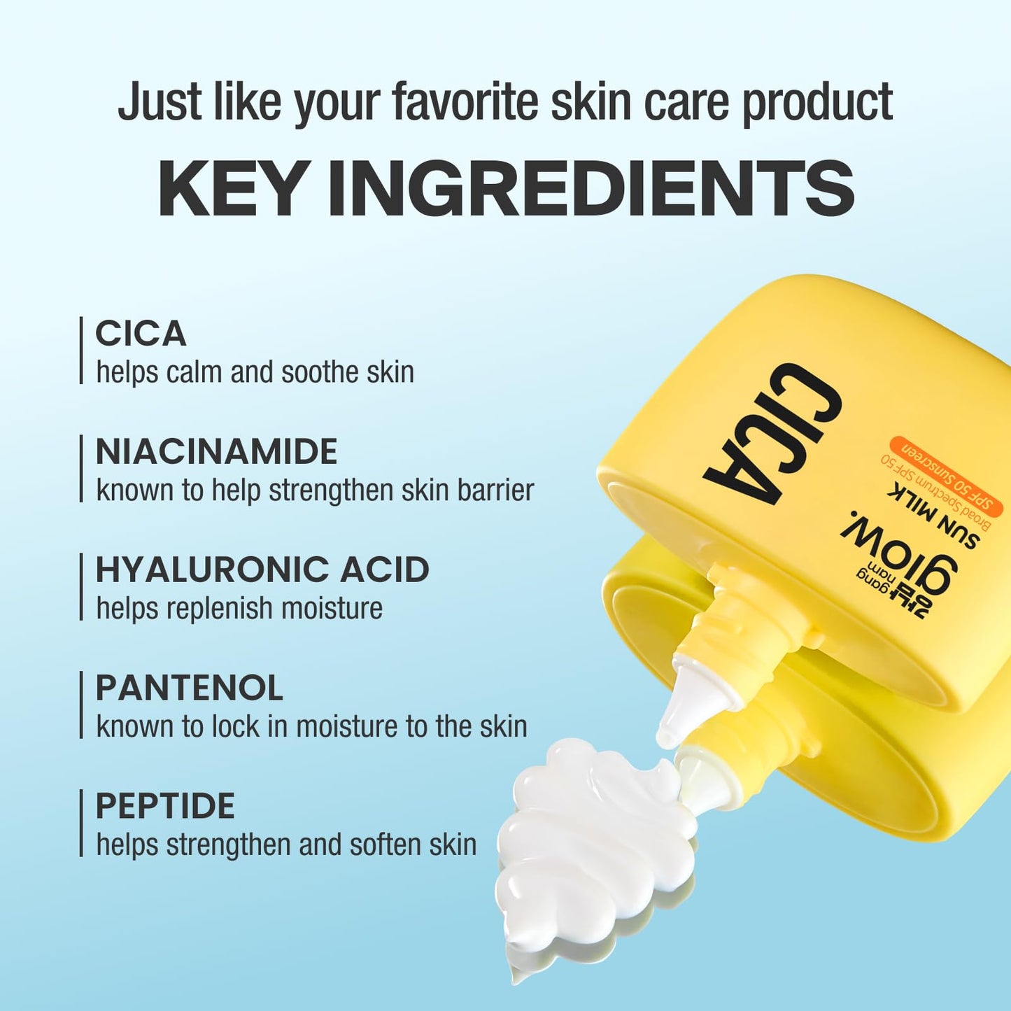 GANGNAM GLOW CICA SUN MILK SPF 50 — Dewy, Invisible Sunscreen with Cica & Niacinamide