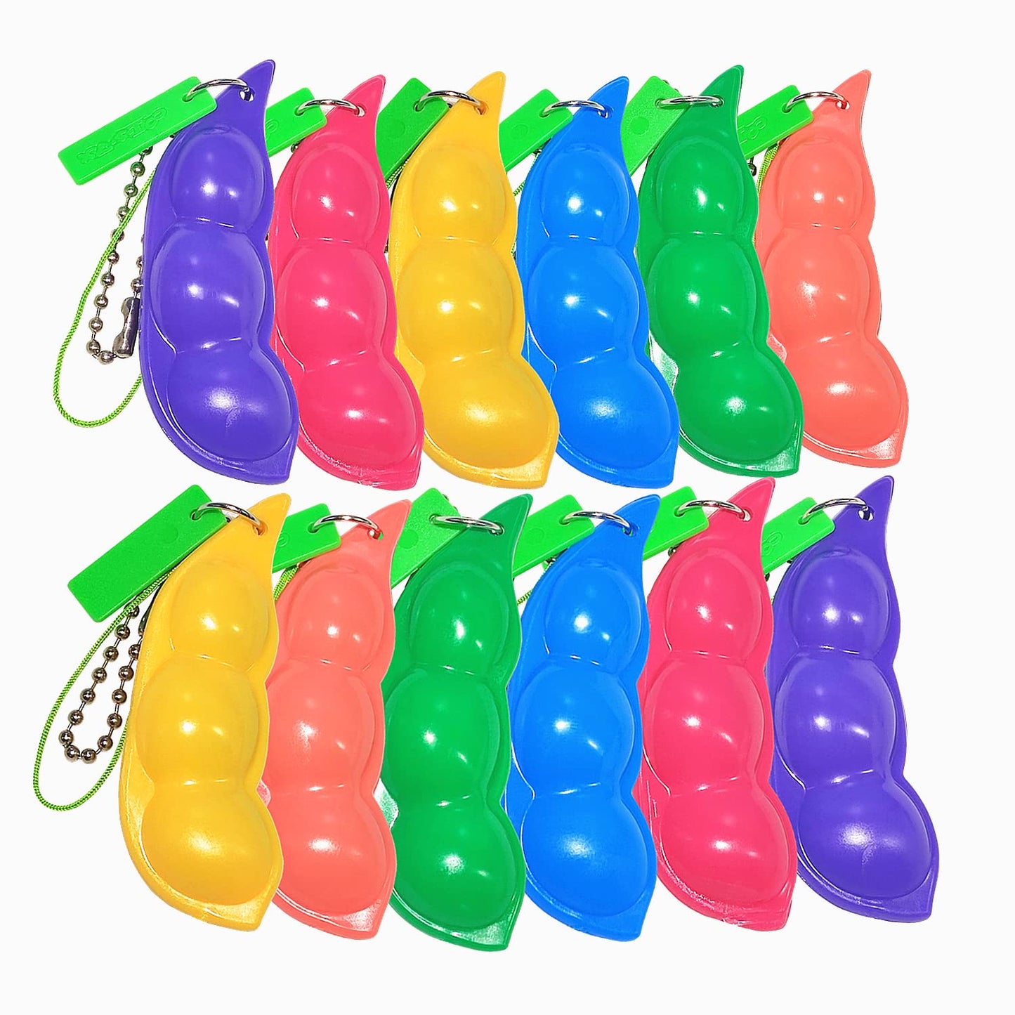 Ganjiang 12-Piece Squeeze Bean Keychain Fidget Toys – Stress Relief & Sensory Set