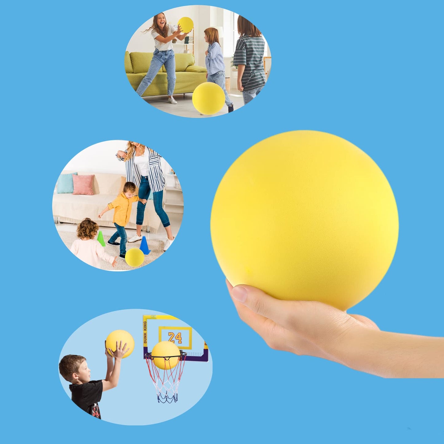 Ganjiang 7-Inch Soft No-Noise Foam Ball for Indoor Activity – Quiet, Safe, Versatile Play