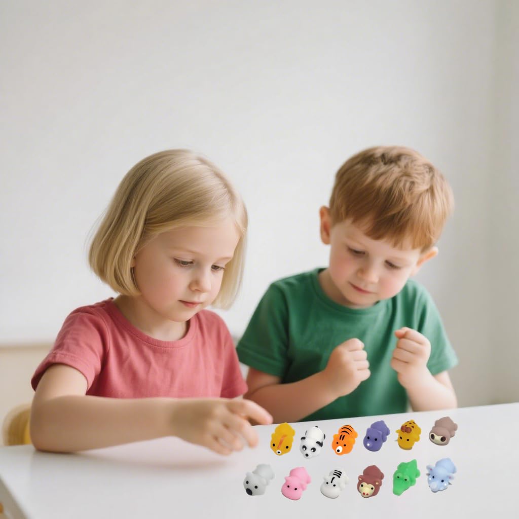 Ganjiang 12 Pack Mochi Squishy Animals - Soft Stress Relief Toys for Kids, Classroom Prizes & Party Favors