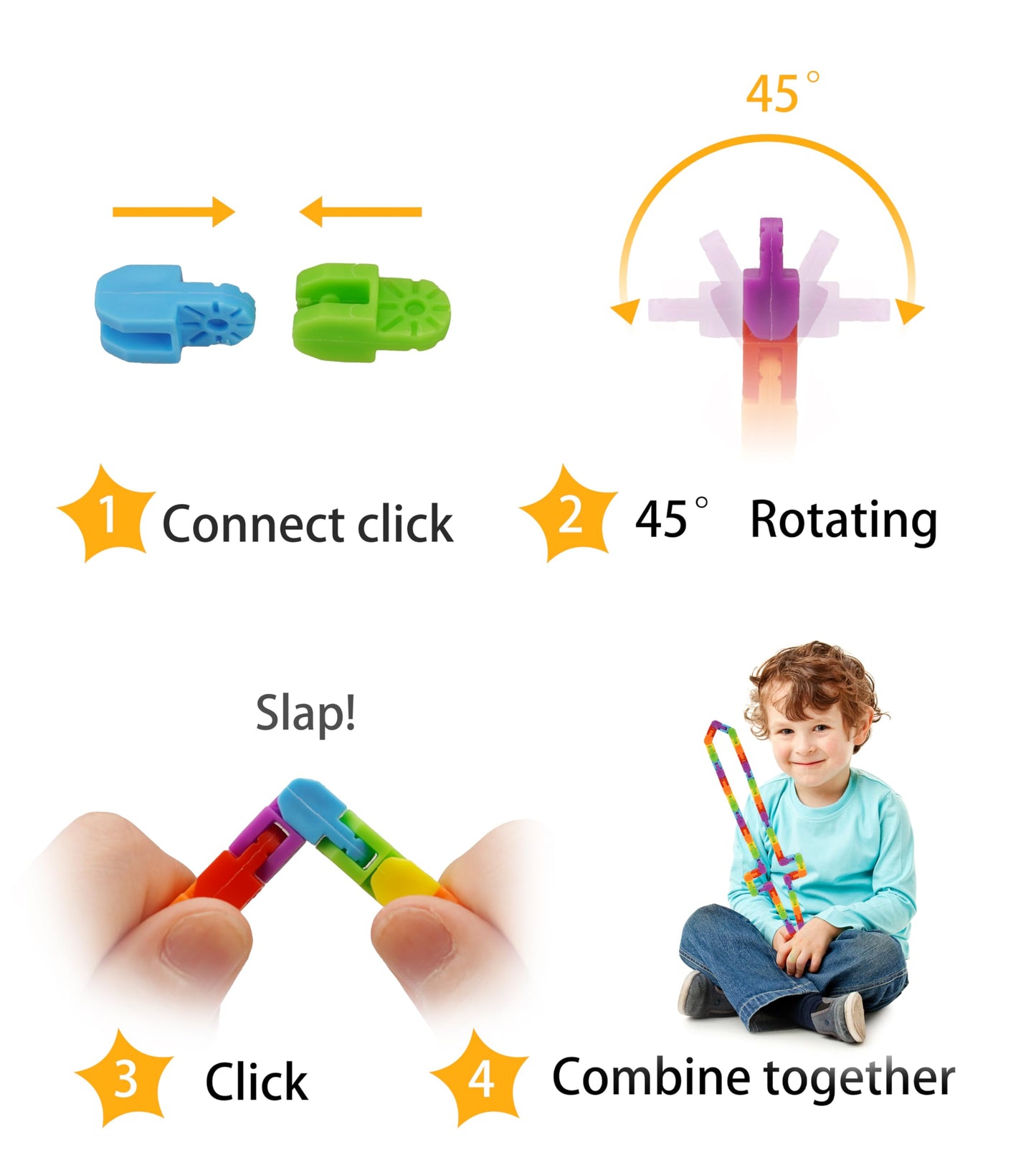 Ganowo Wacky Track Fidget Toys Bulk – 30 Pack Rainbow Snap & Click Twisty Toys