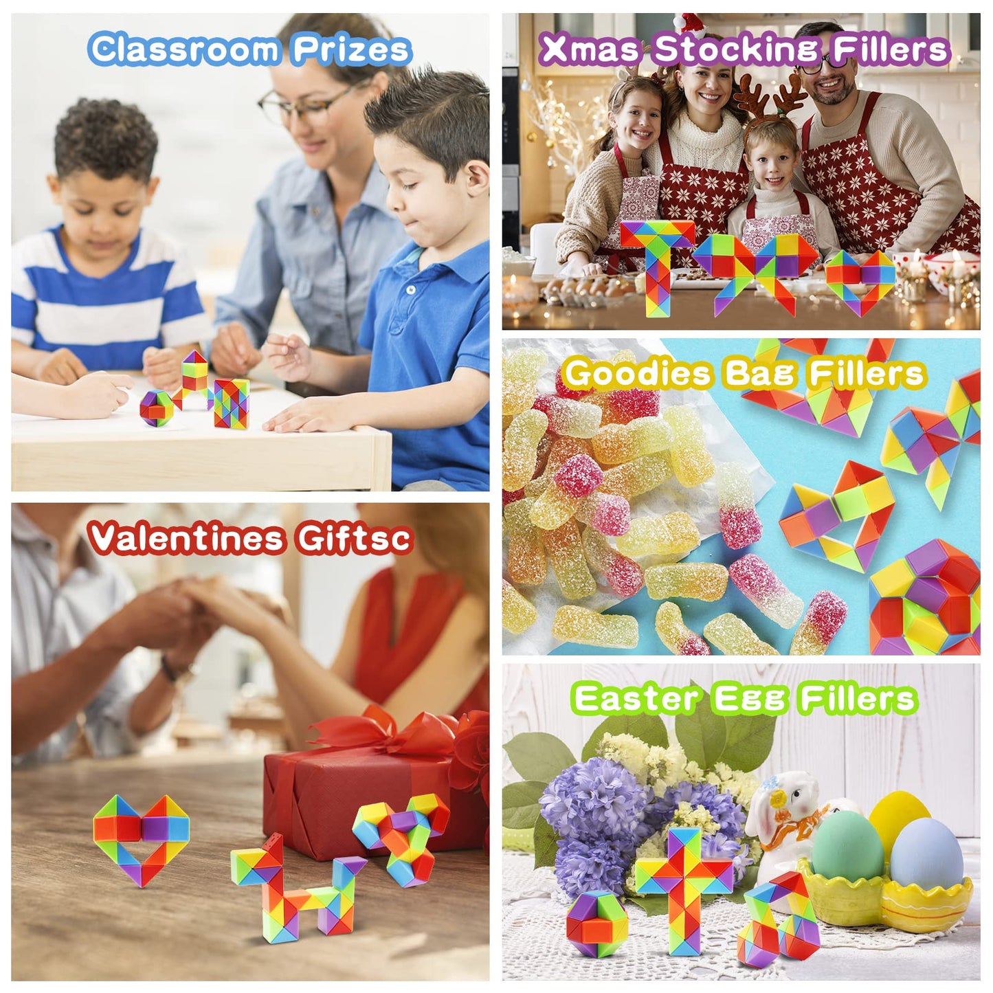Ganowo 30-Pack Medium Snake Cube Fidget Toys – Party Favors, Classroom & Travel