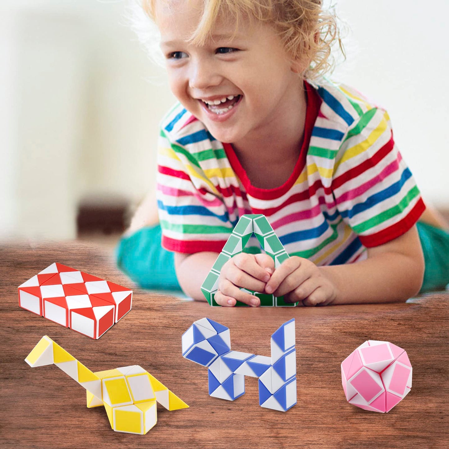 Ganowo 30-Pack Fidget Snake Cube Twist Puzzles – Random Colors, Party Favors & Stocking Stuffers