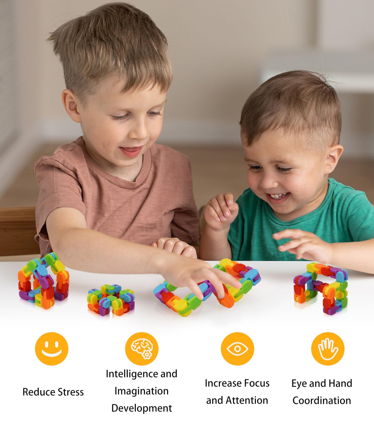 Ganowo Wacky Track Fidget Toys Bulk – 30 Pack Rainbow Snap & Click Twisty Toys