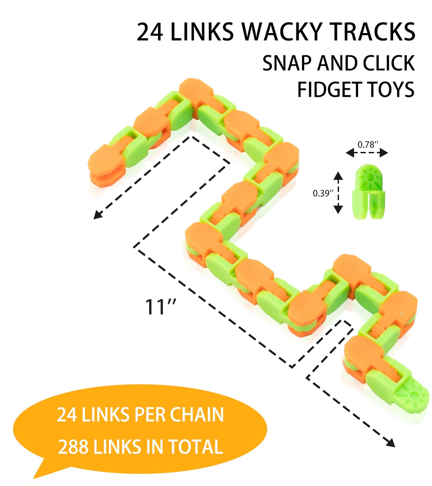 Ganowo 18 Pack Wacky Tracks - Fidget Toys for Focus, Sensory Play, ADHD & Autism
