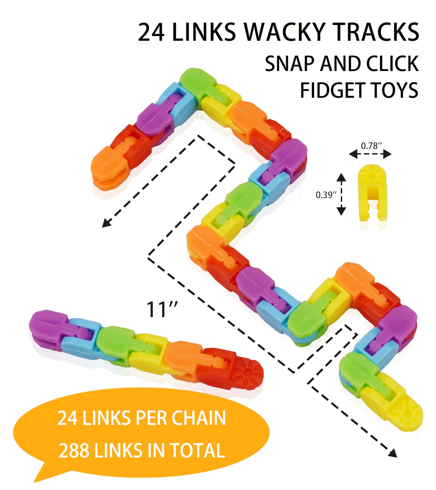 Ganowo 12-Pack Wacky Tracks – Rainbow Color Fidget Toys for Focus, Sensory Play, and Stress Relief