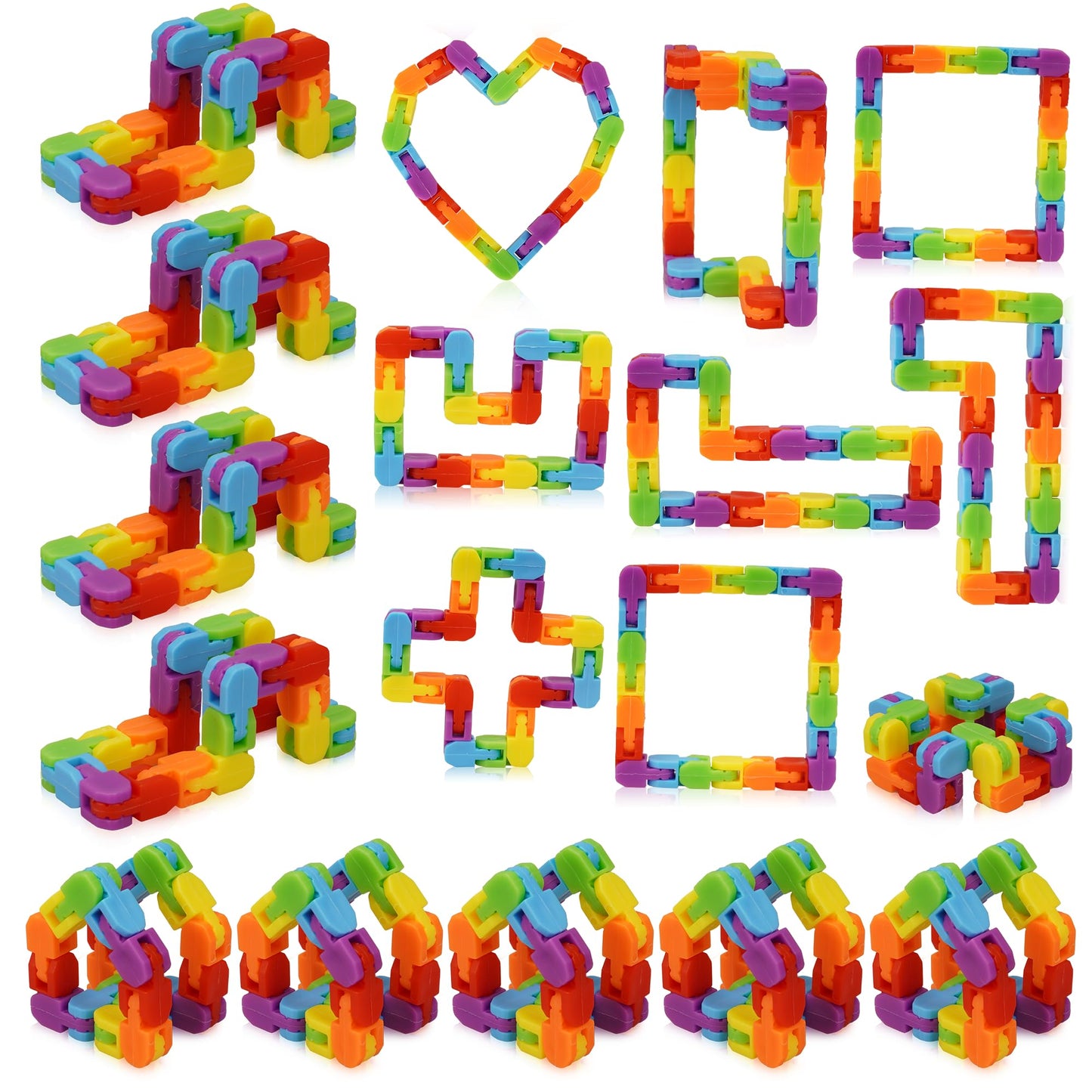 Ganowo 12-Pack Wacky Tracks – Rainbow Color Fidget Toys for Focus, Sensory Play, and Stress Relief