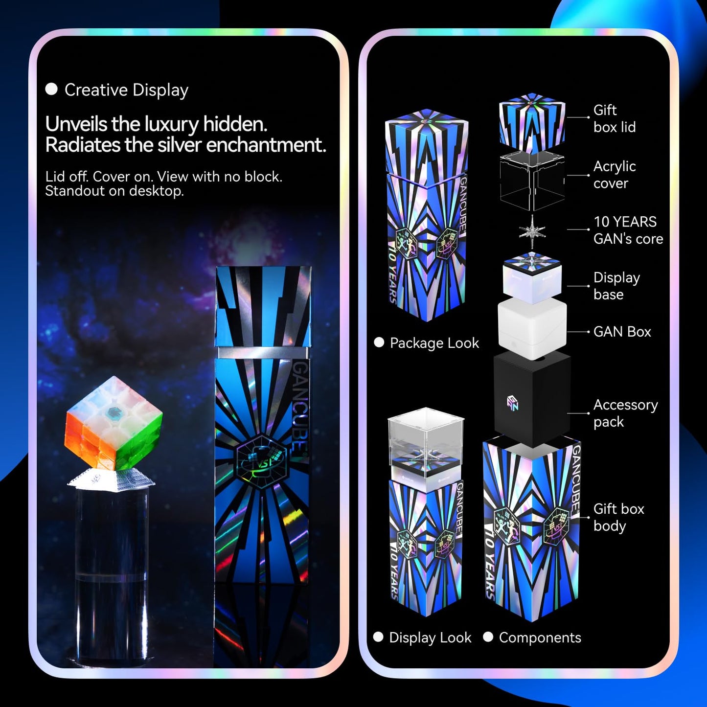 GANSPUZZLE GAN 15 Maglev Speed Cube 3x3 – Ultra-Light 58.6g, 10th Anniversary Edition