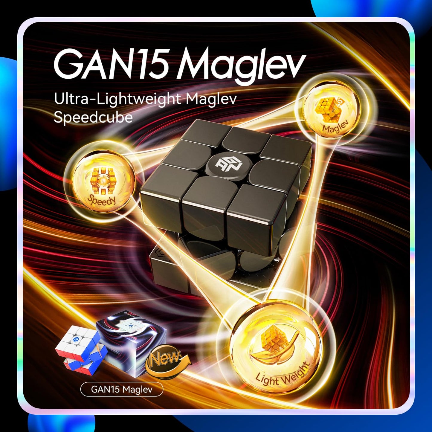 GANSPUZZLE GAN 15 Maglev Speed Cube 3x3 – Ultra-Light 58.6g, 10th Anniversary Edition