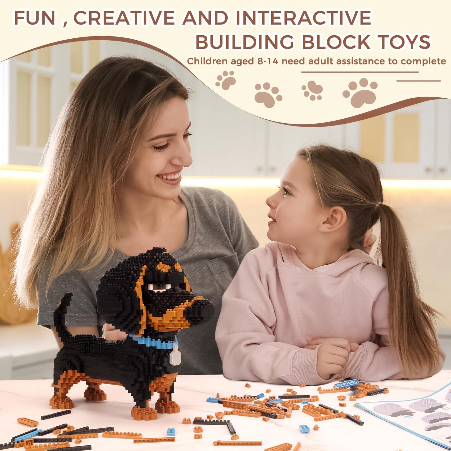 GaoDeBuChou Dachshund 3D Puzzle - 2100-Piece Build, LEGO-Compatible, STEM Gift