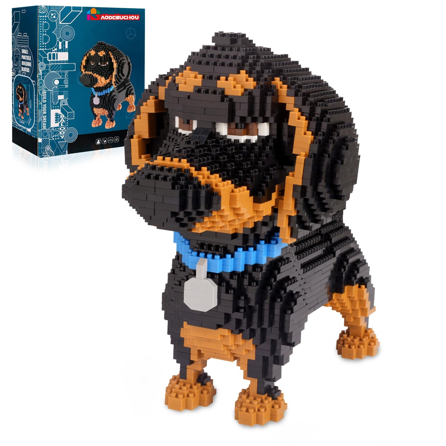 GaoDeBuChou Dachshund 3D Puzzle - 2100-Piece Build, LEGO-Compatible, STEM Gift