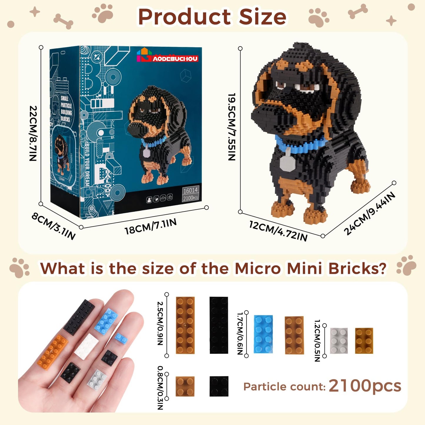 GaoDeBuChou Dachshund 3D Puzzle - 2100-Piece Build, LEGO-Compatible, STEM Gift