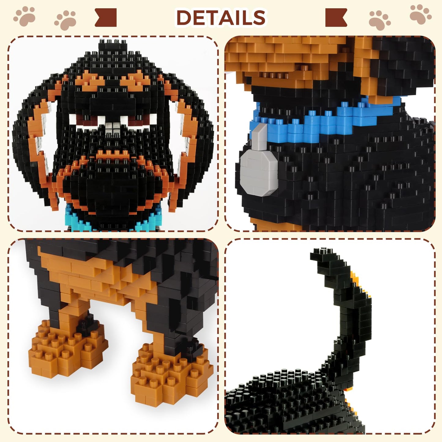 GaoDeBuChou Dachshund 3D Puzzle - 2100-Piece Build, LEGO-Compatible, STEM Gift