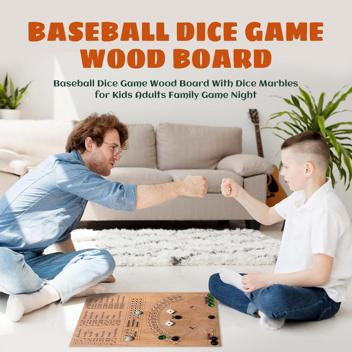 GAOMEIDA Baseball Dice Board Game – Wooden Family Fun for Kids and Adults
