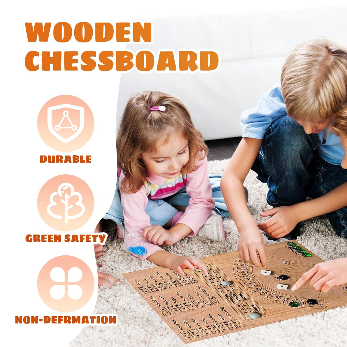 GAOMEIDA Baseball Dice Board Game – Wooden Family Fun for Kids and Adults