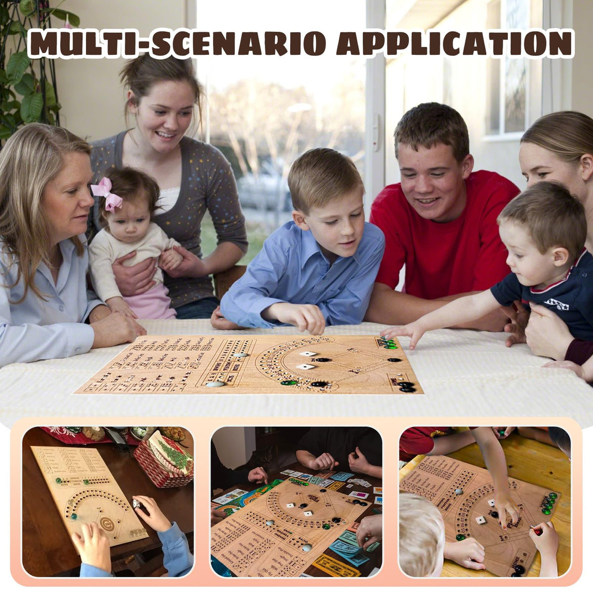 GAOMEIDA Baseball Dice Board Game – Wooden Family Fun for Kids and Adults