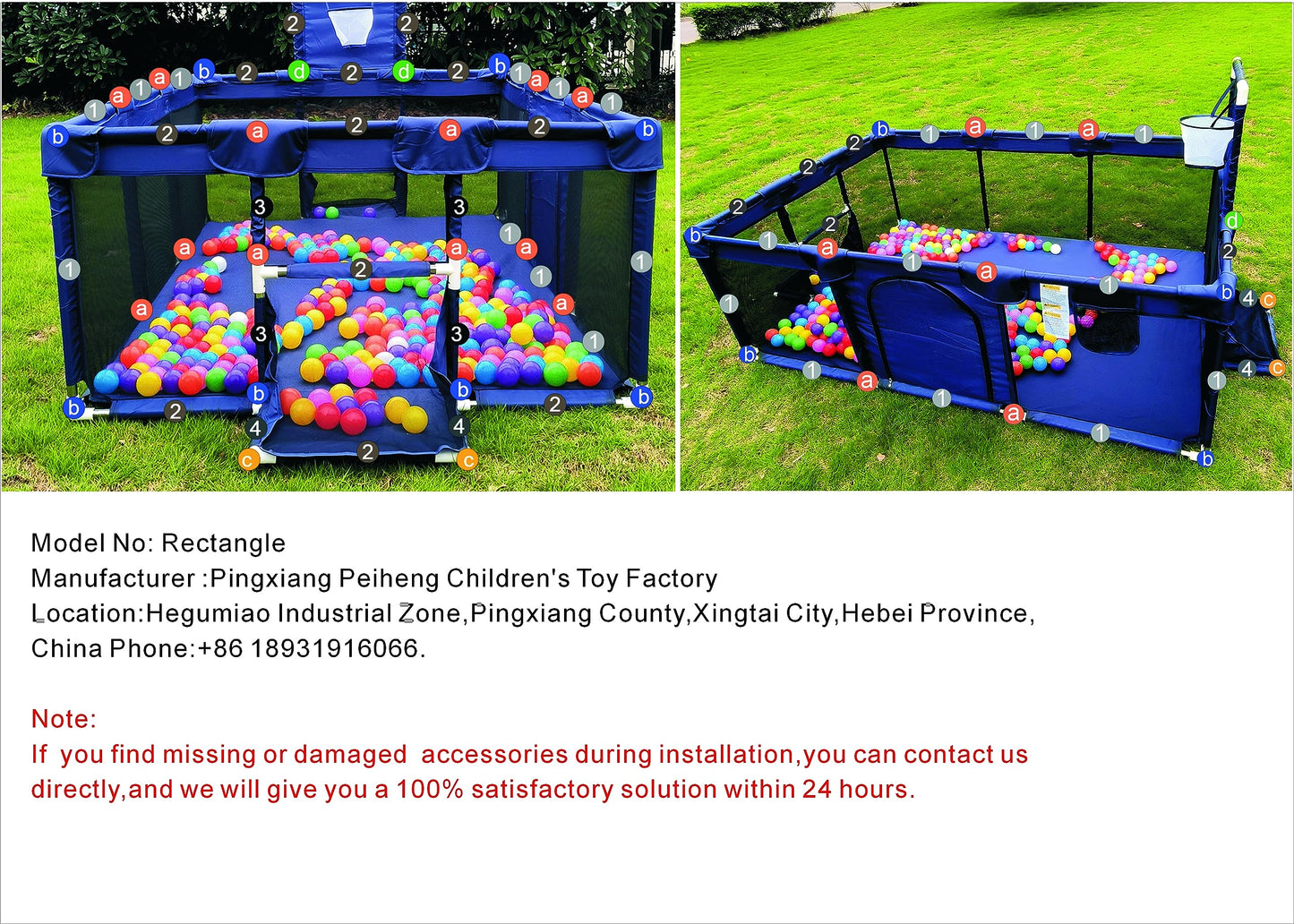 Gaorui Large Kids Ball Pit – Portable Indoor Outdoor Play Yard for Toddlers (Blue)
