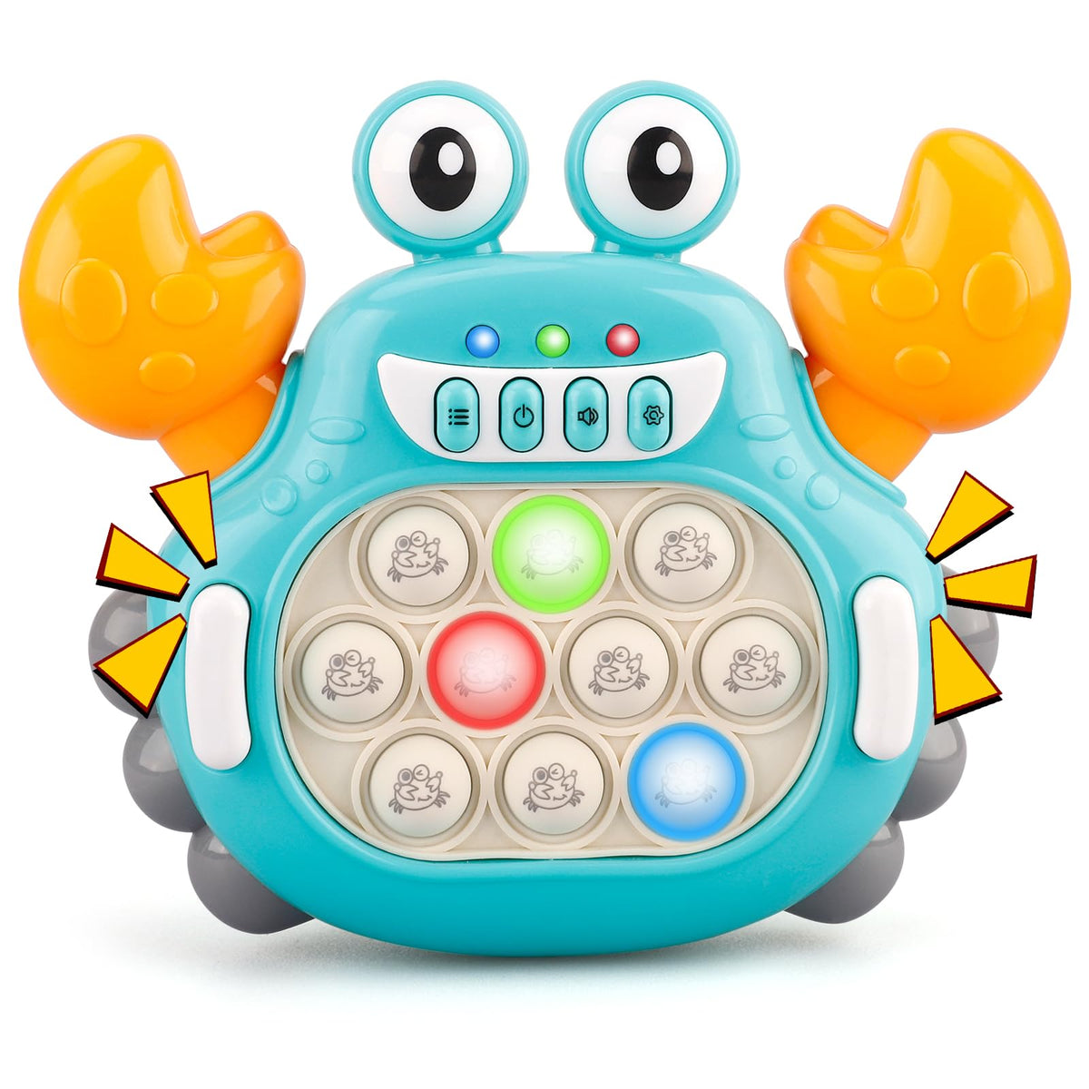 GAPER GO Fast Push Game Fidget Toys for Kids – Light Up Pop Game, Portable Handheld Puzzle (Crab)