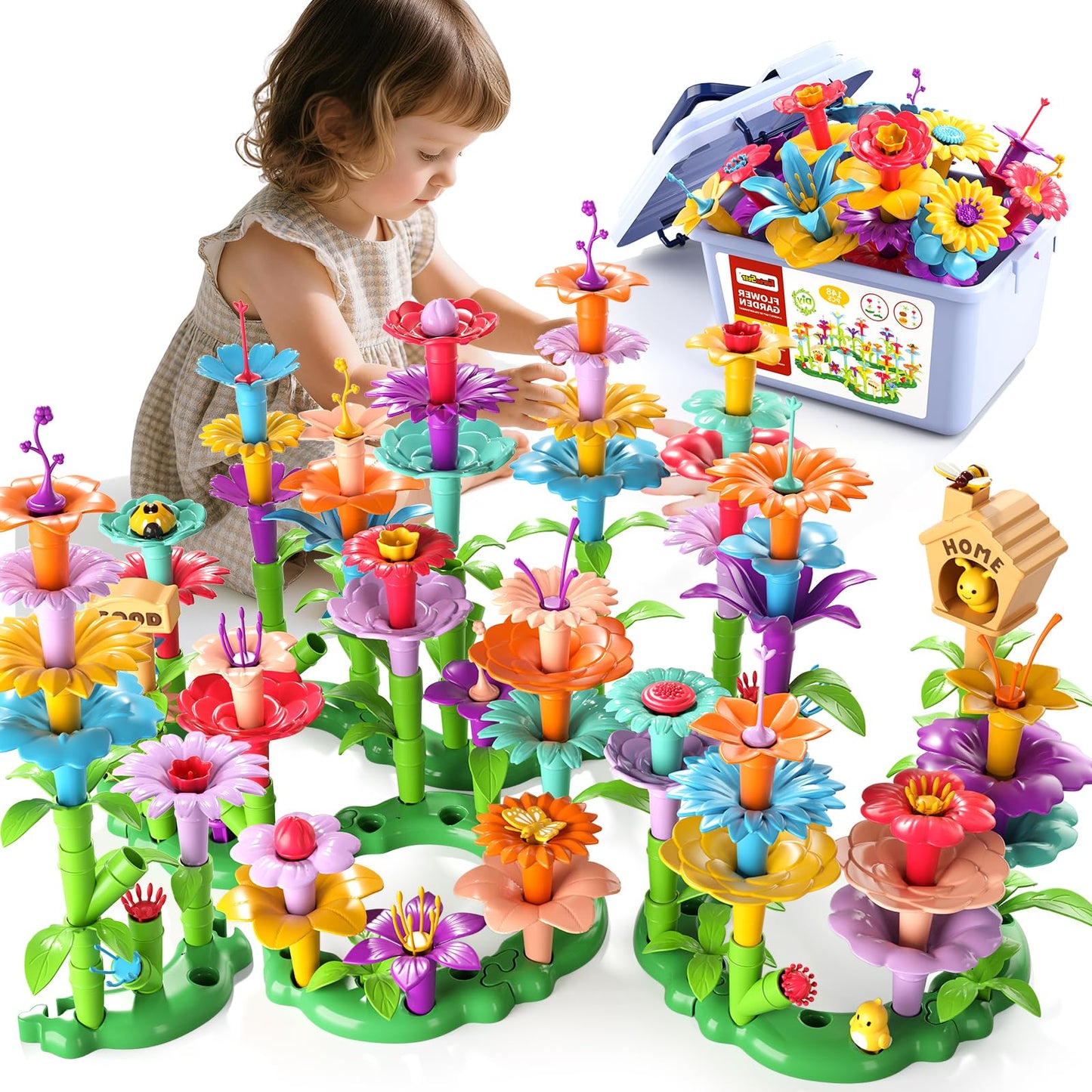 Garbo Star 148PCS Flower Garden Building Toys for Ages 3-5 – Creative STEM Gift