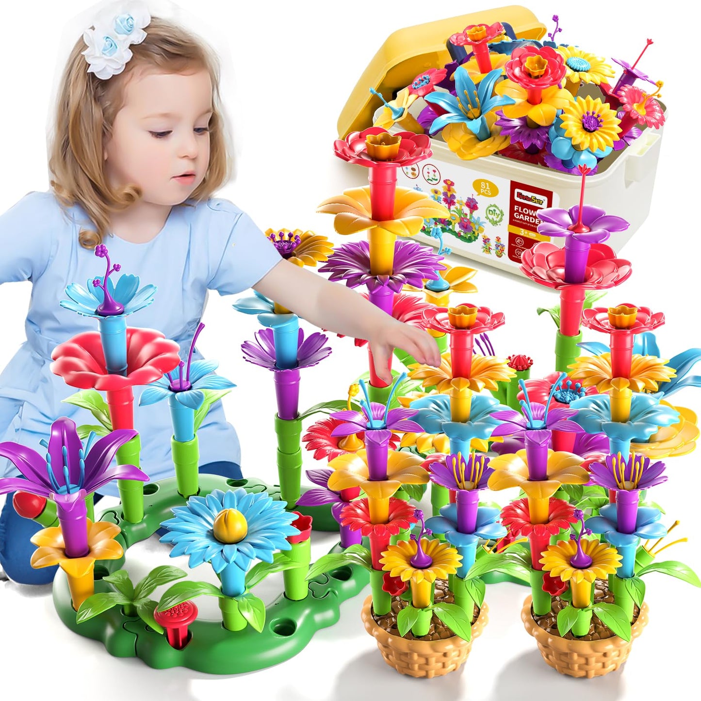 Garbo Star Flower Garden Building Toys – 81-Piece STEM Gift for Ages 3-6