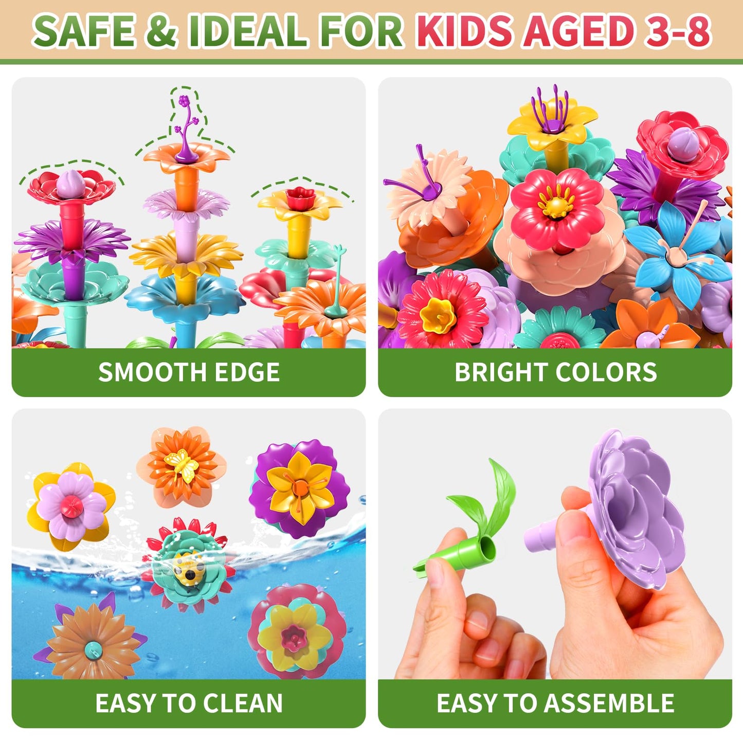 Garbo Star 148PCS Flower Garden Building Toys for Ages 3-5 – Creative STEM Gift