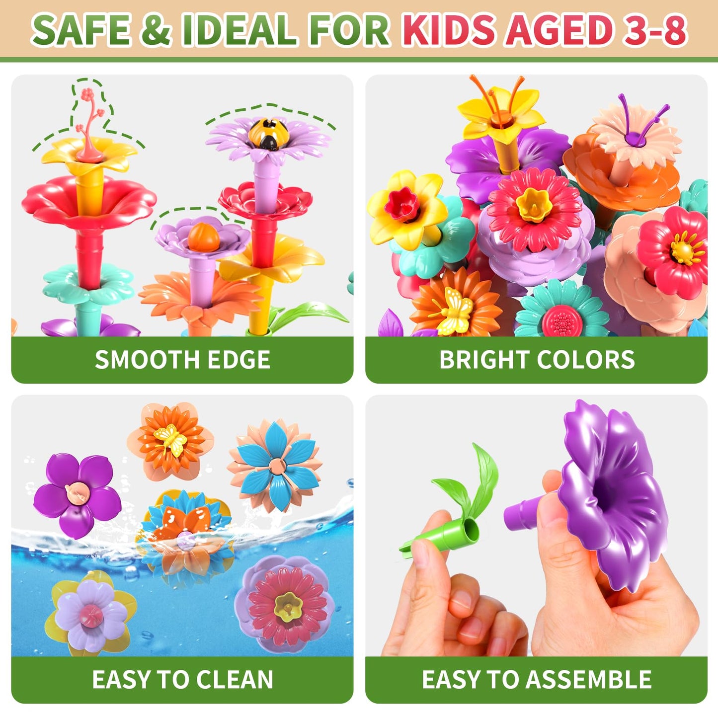 Garbo Star Flower Garden Building Toys for Girls – 235-Pcs STEM Kit for Ages 3-6