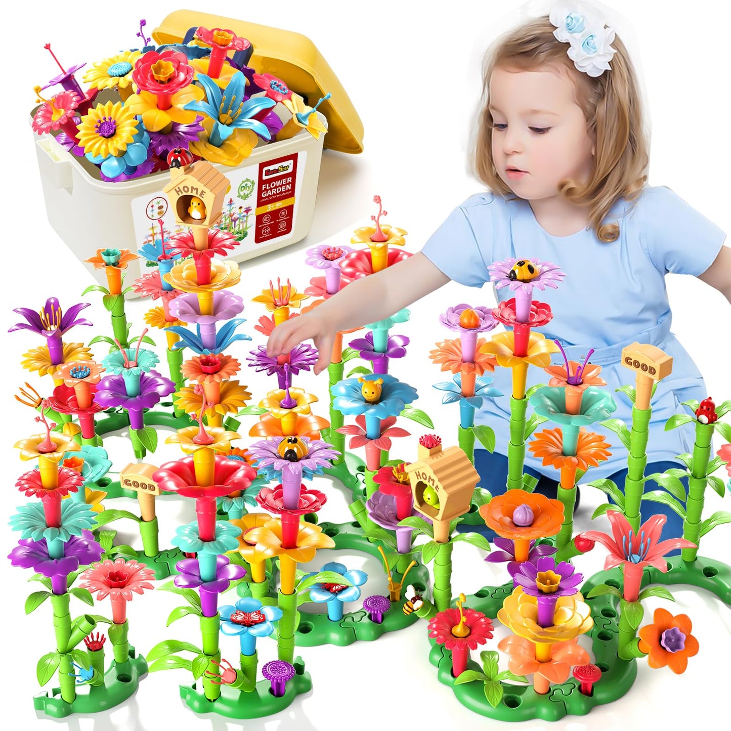 Garbo Star Flower Garden Building Toys for Girls – 235-Pcs STEM Kit for Ages 3-6