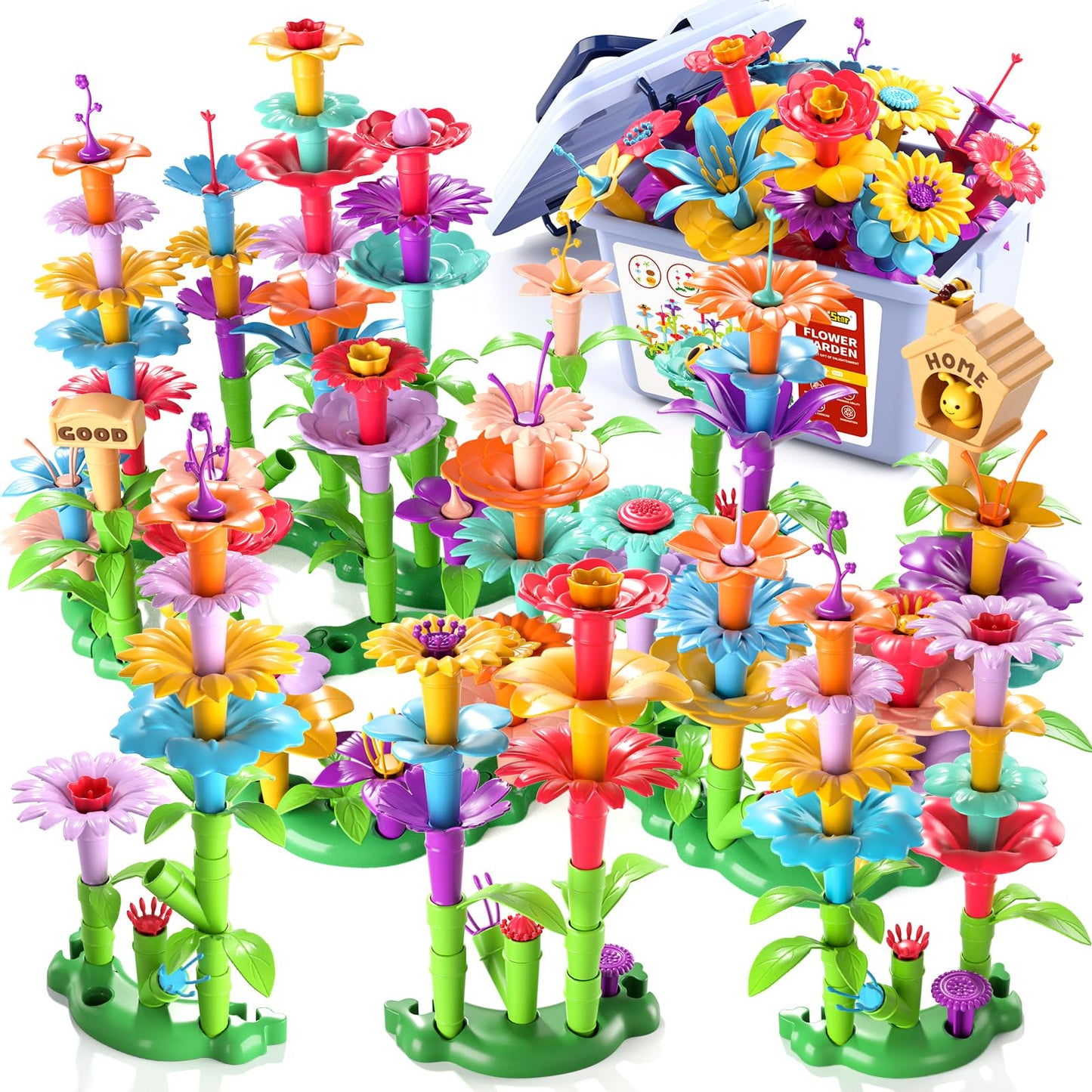 Garbo Star 148PCS Flower Garden Building Toys for Ages 3-5 – Creative STEM Gift