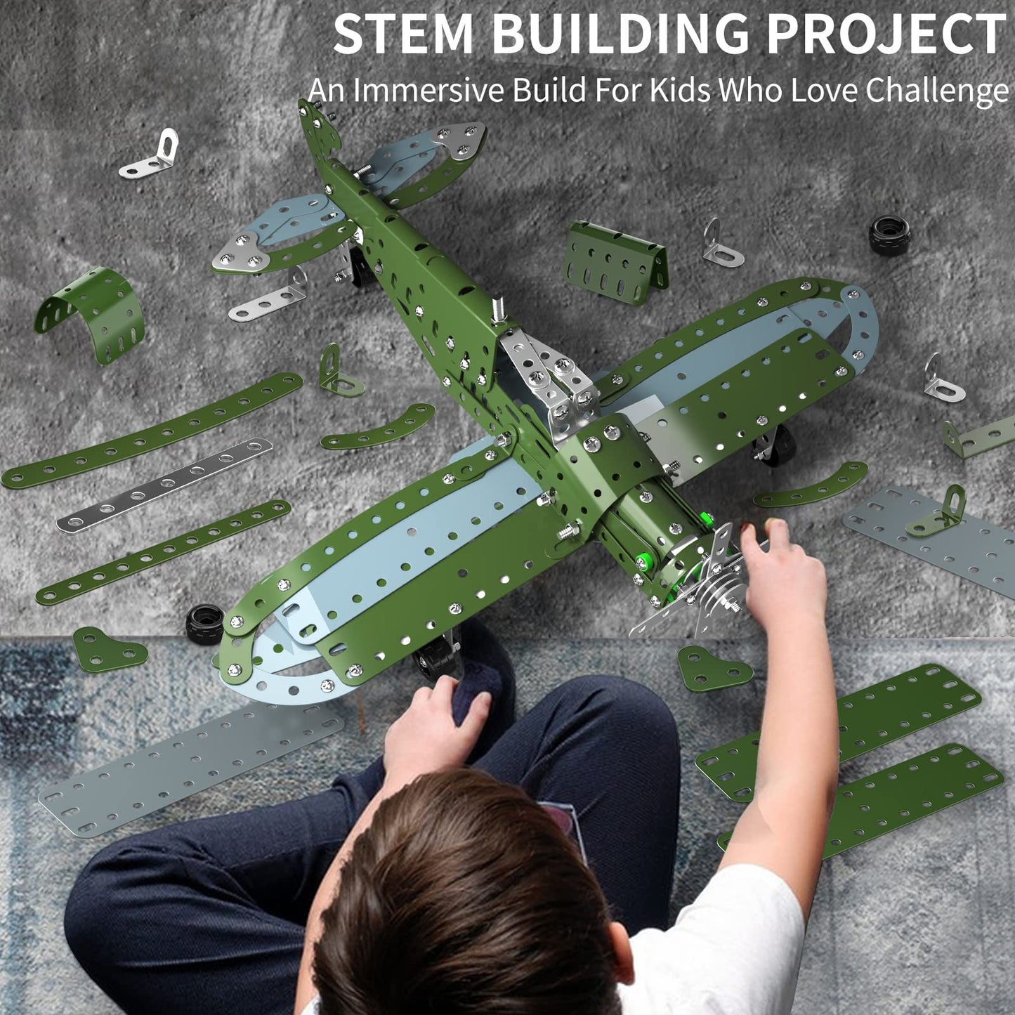 Garbo Star STEM Airplane Building Set – 285-Piece Metal Construction Kit for Kids 8-12