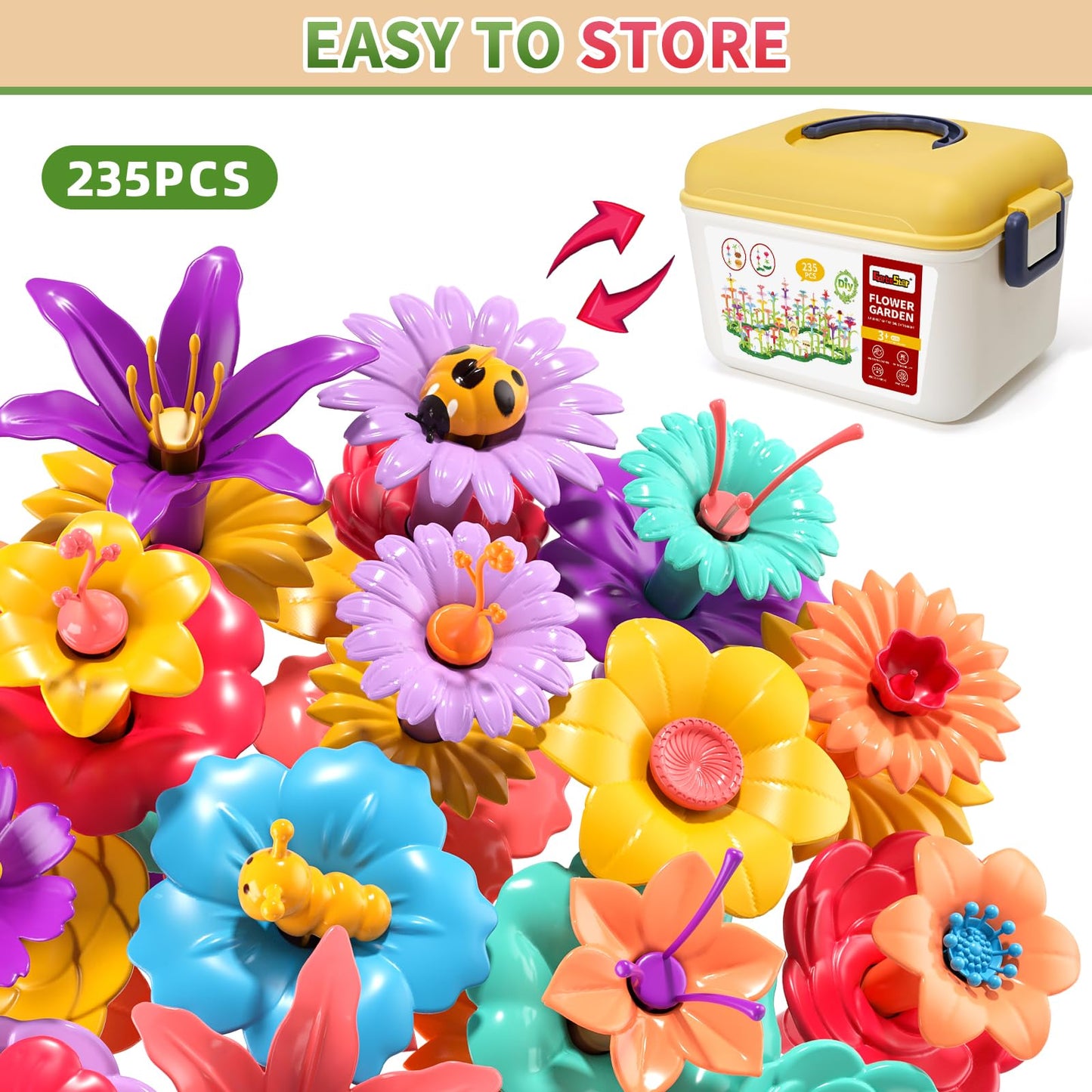 Garbo Star Flower Garden Building Toys for Girls – 235-Pcs STEM Kit for Ages 3-6