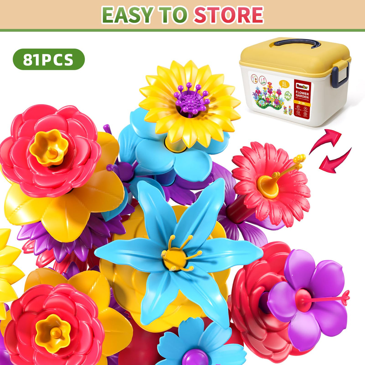 Garbo Star Flower Garden Building Toys – 81-Piece STEM Gift for Ages 3-6