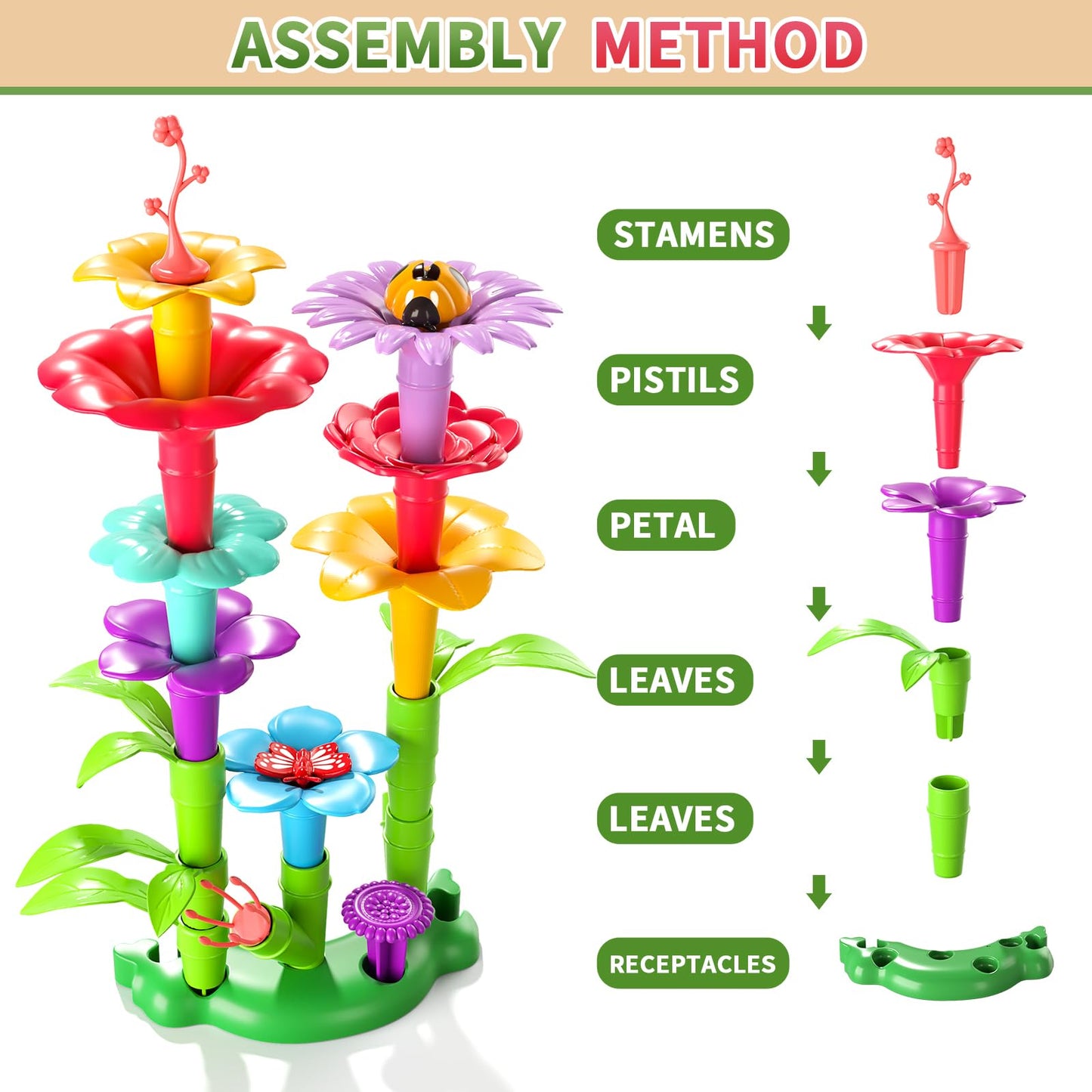 Garbo Star Flower Garden Building Toys for Girls – 235-Pcs STEM Kit for Ages 3-6