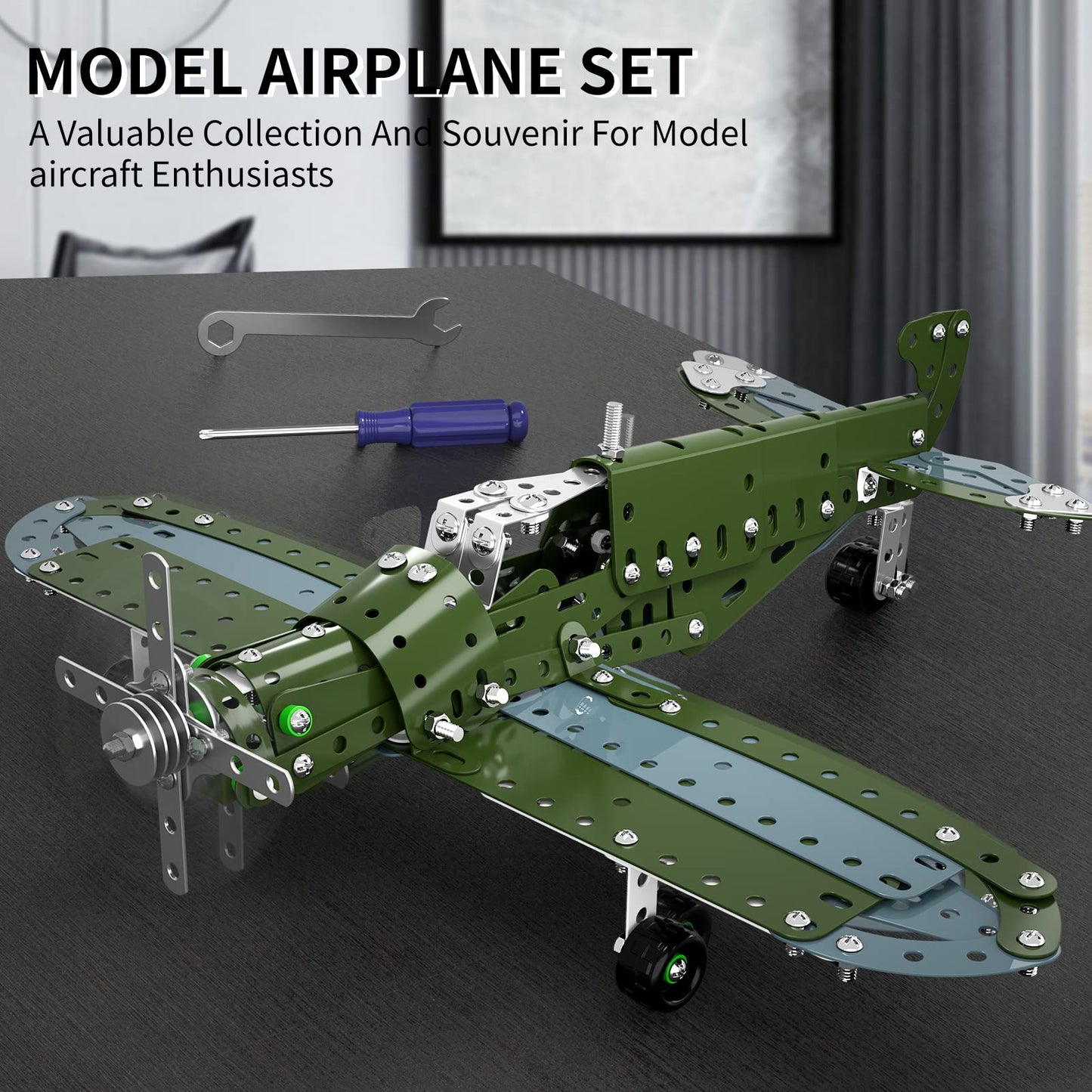 Garbo Star STEM Airplane Building Set – 285-Piece Metal Construction Kit for Kids 8-12