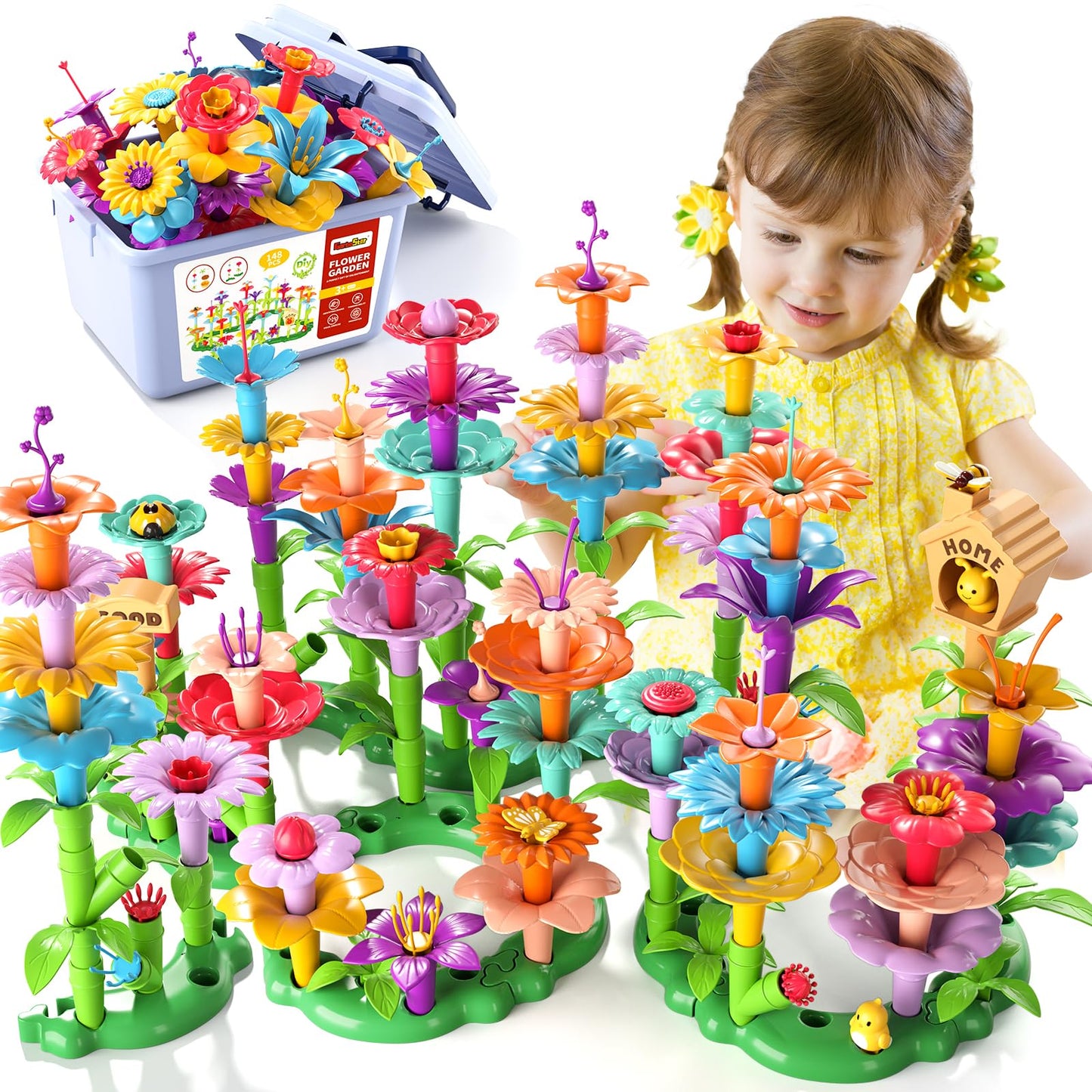 Garbo Star 148PCS Flower Garden Building Toys for Ages 3-5 – Creative STEM Gift