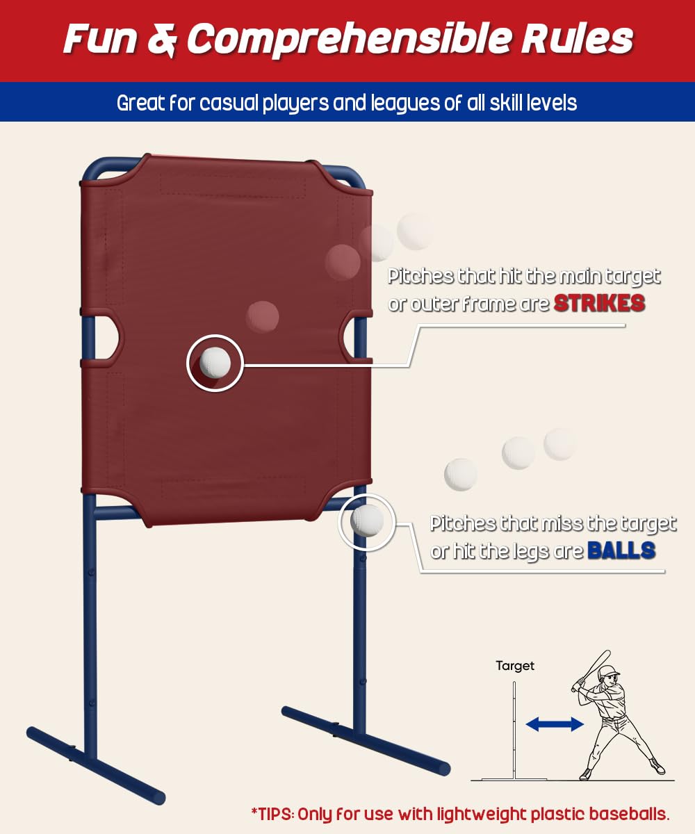 Garbuildman Baseball Strike Zone Target – Portable 28x30 Freestanding Training Frame for Plastic Balls