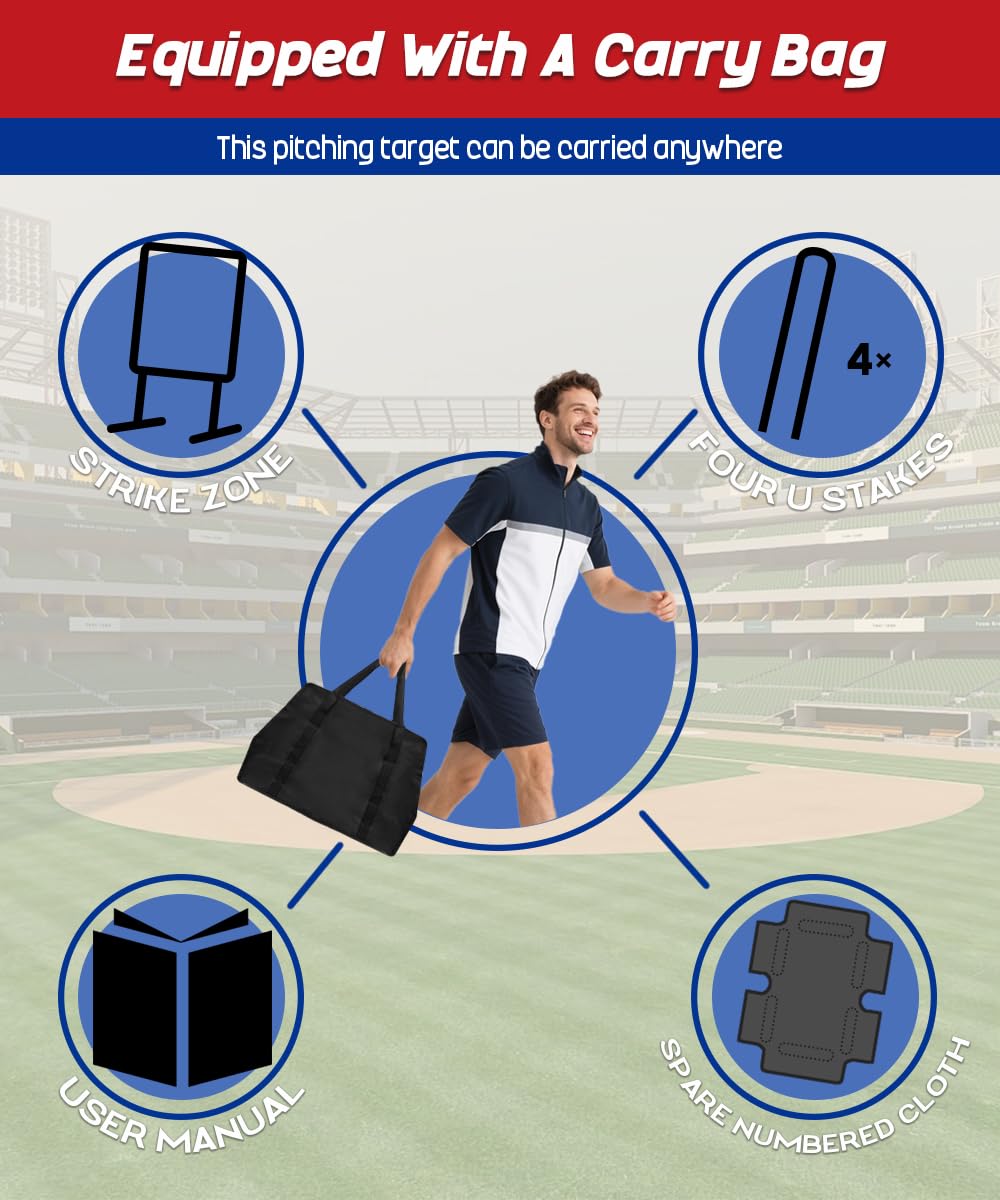 Garbuildman Baseball Strike Zone Target – 20 by 24 Inches Portable Freestanding Frame