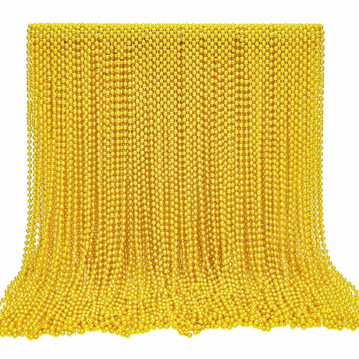 Garma 144Pcs Mardi Gras Beads Bulk — 33in Metallic Gold Bead Necklaces (7mm) for Parades & Parties