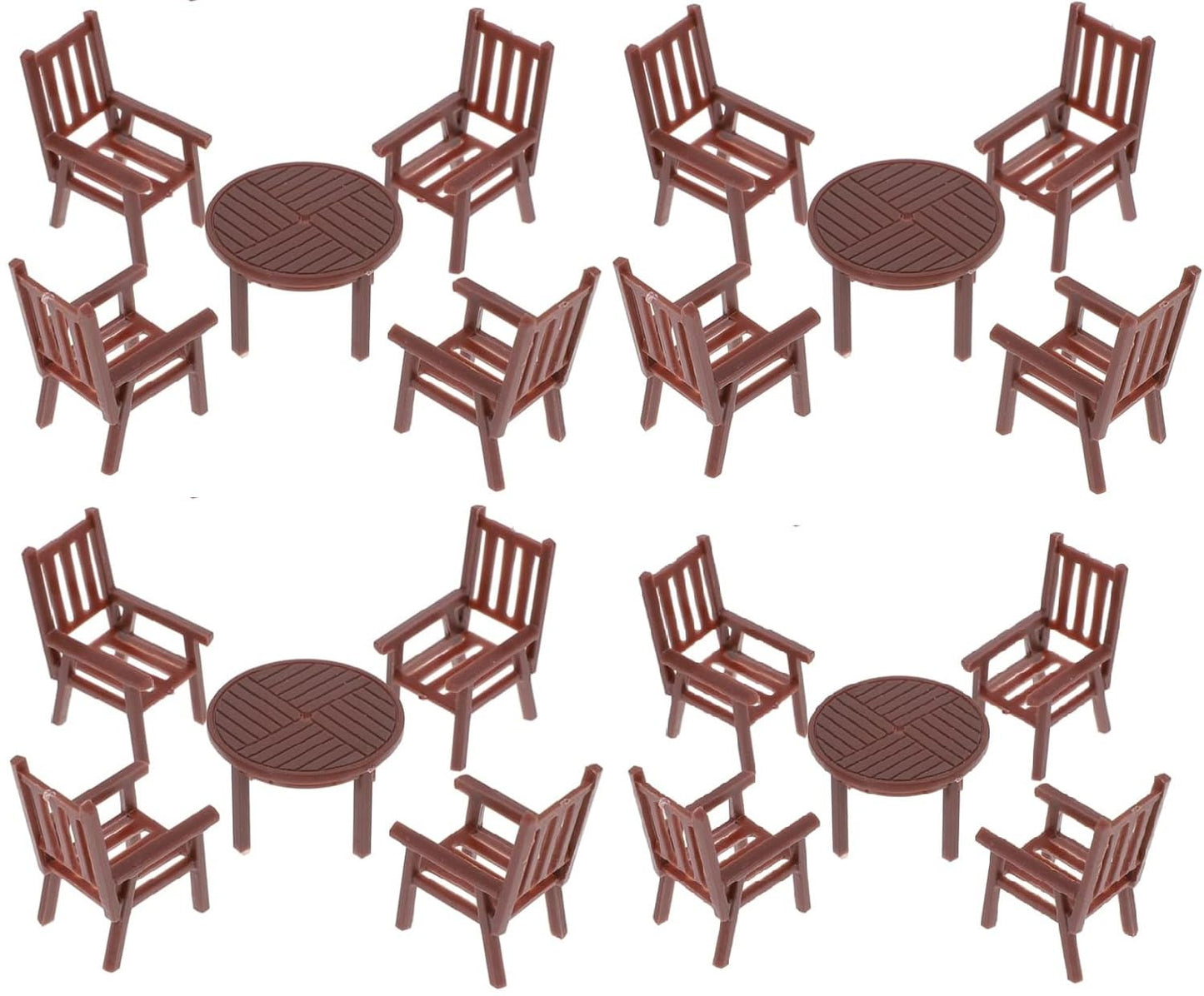 Garneck 4-Set Miniature Dollhouse Table & Chairs – Realistic Plastic Dining Set for Fairy Garden & DIY Scenes