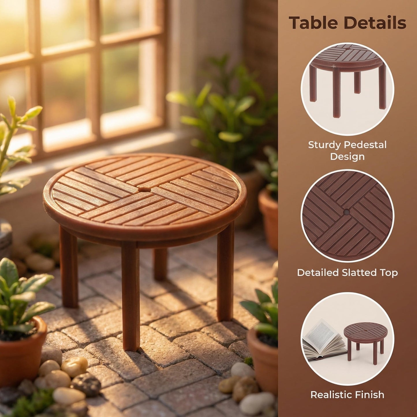Garneck 4-Set Miniature Dollhouse Table & Chairs – Realistic Plastic Dining Set for Fairy Garden & DIY Scenes