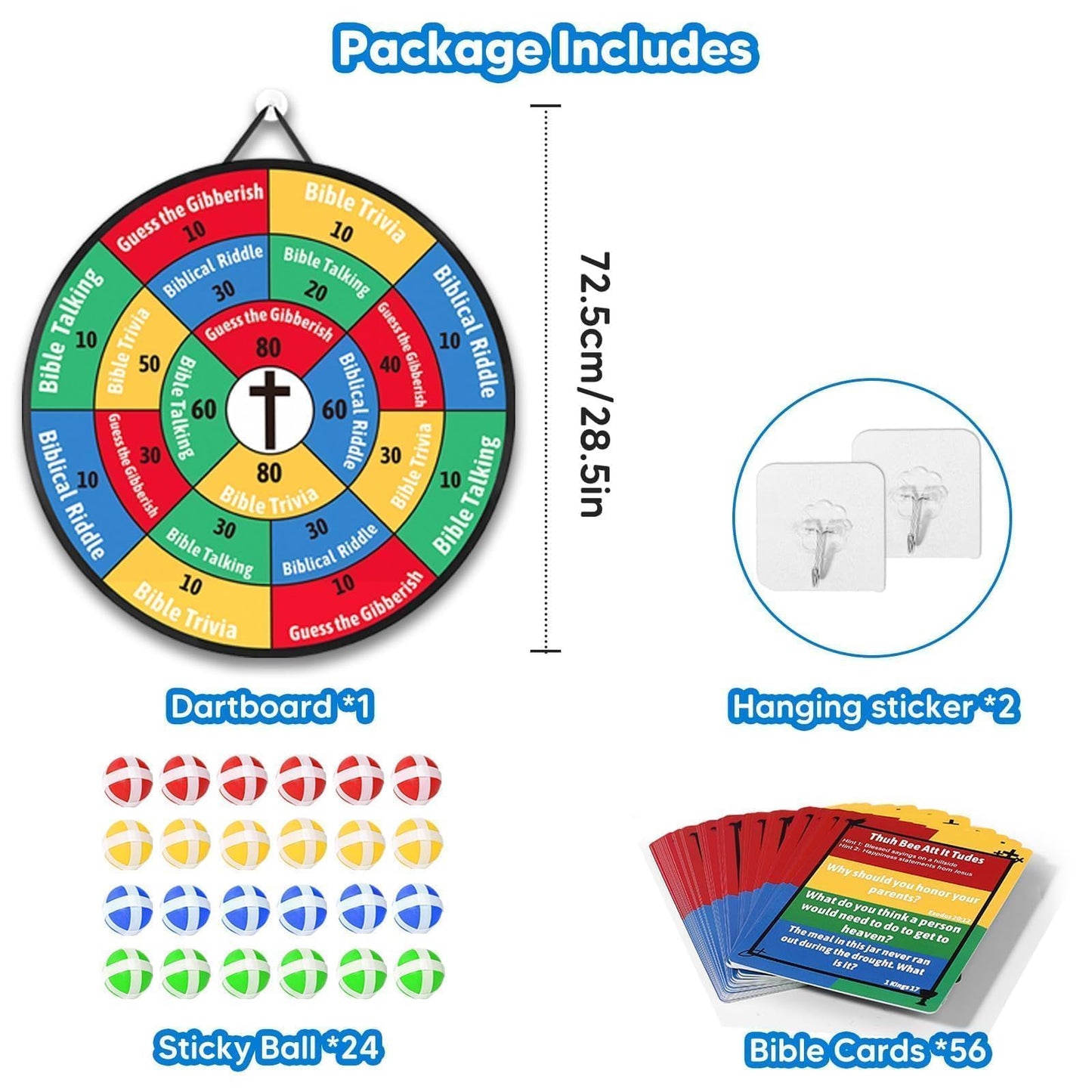 Garybank Faith Darts Bible Trivia – 66 Flash Cards, 260+ Questions | Family Bible Game for All Ages