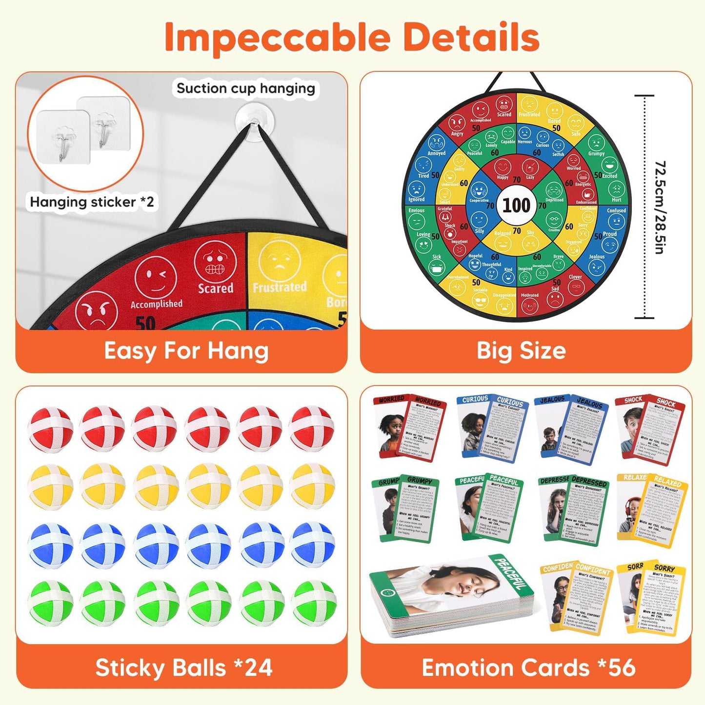 Garybank Emotional Dart: Social Skills Activities for Kids + 56 Emotion Cards