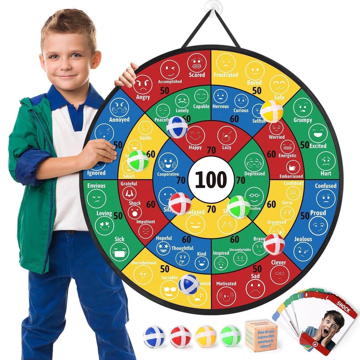 Garybank Emotional Dart: Social Skills Activities for Kids + 56 Emotion Cards