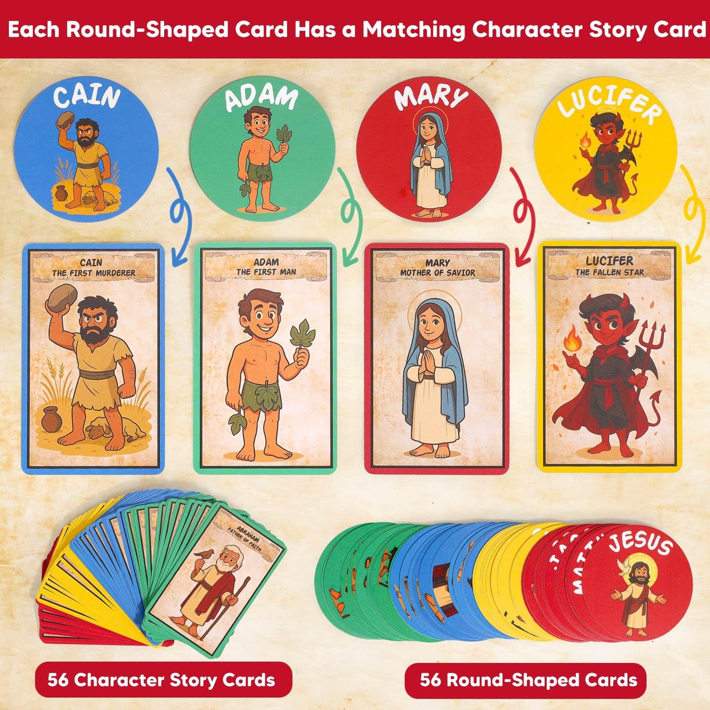 Garybank Bible Swat Game for Kids – 56 Bible Character Cards & Scripture Stories | Sunday School & Family Faith Play